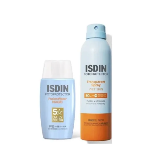 ISDIN FOTOPROTECTOR PACK FUSION WATER MAGIC PEDIATRICS SPF50 50ML + TRANSPARENT SPRAY WET SKIN PEDIATRICS SPF50+* (20%DTO)