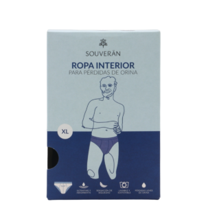 SOUVERAN INCONTINENCIA HOMBRE - SLIP TALLA XL COLOR NEGRO/ ROPA INTERIOR PARA PÉRDIDAS DE ORINA