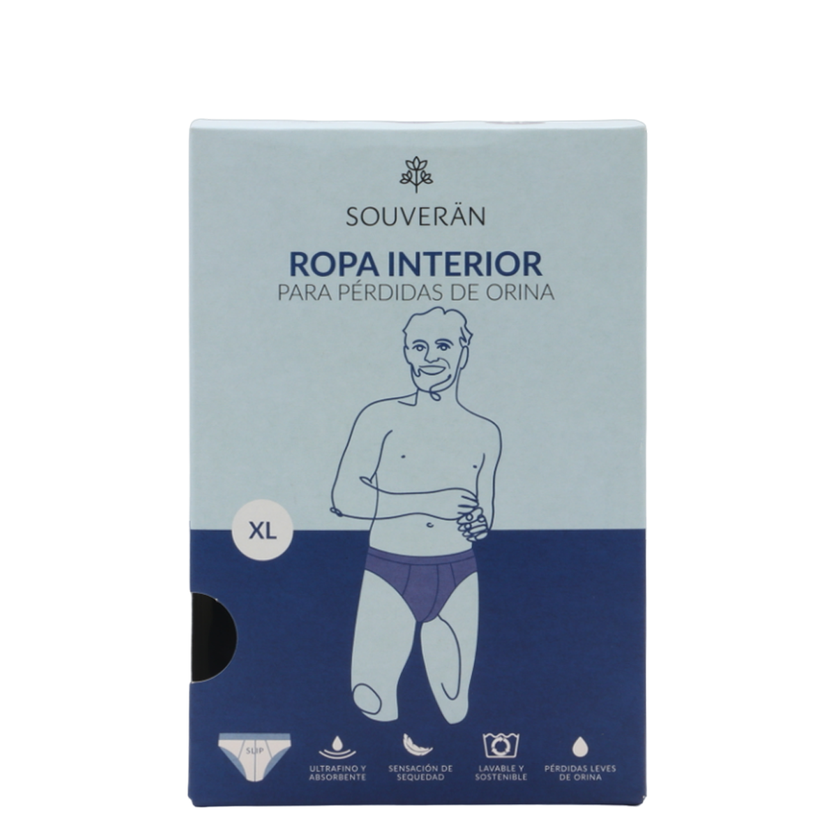SOUVERAN INCONTINENCIA HOMBRE - SLIP TALLA XL COLOR NEGRO/ ROPA INTERIOR PARA PÉRDIDAS DE ORINA